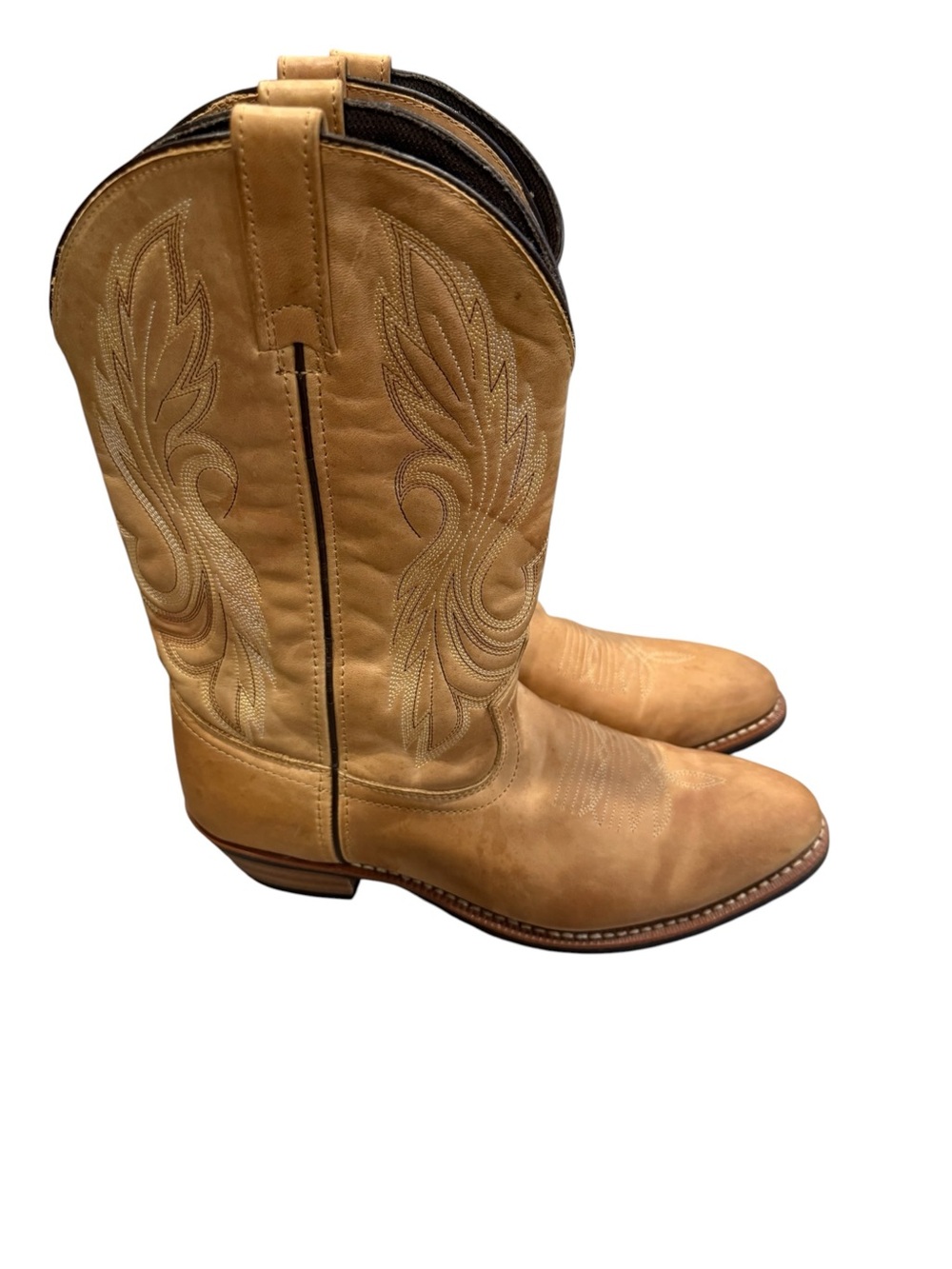 Laredo Light Brown Western Cowboy Boots with Embroidered Shaft